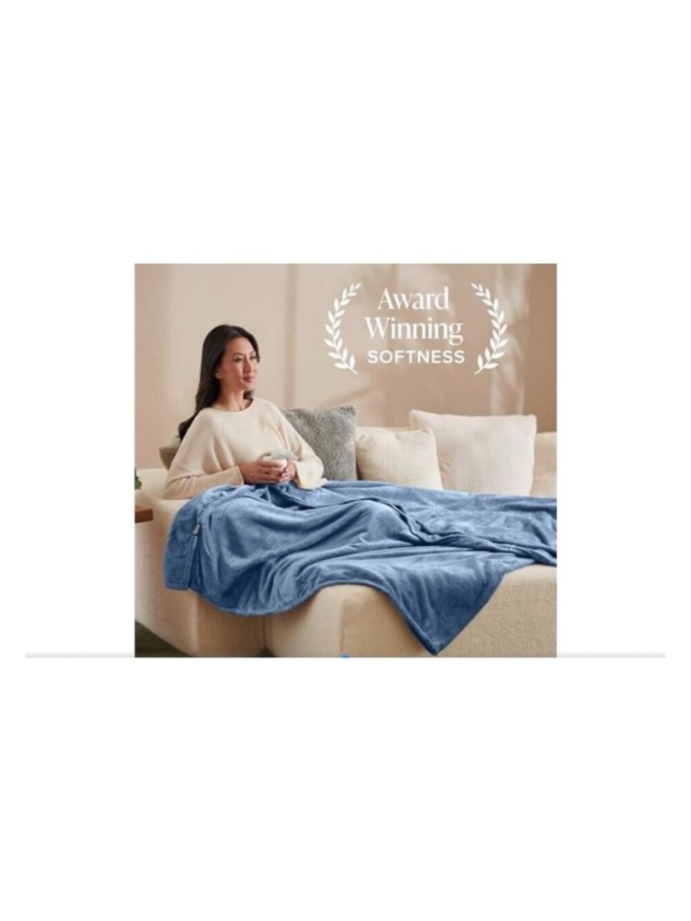 Bare Home Ultra-Soft Microfiber Throw Blanket Light Blue Oeko-Tex Certified Ligh